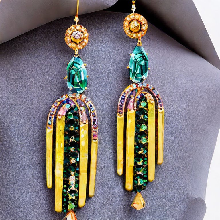 gold and crystal earring