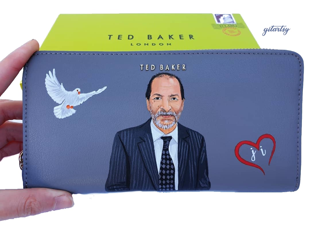 Customised Ted Baker wallet with a portrait of a man 