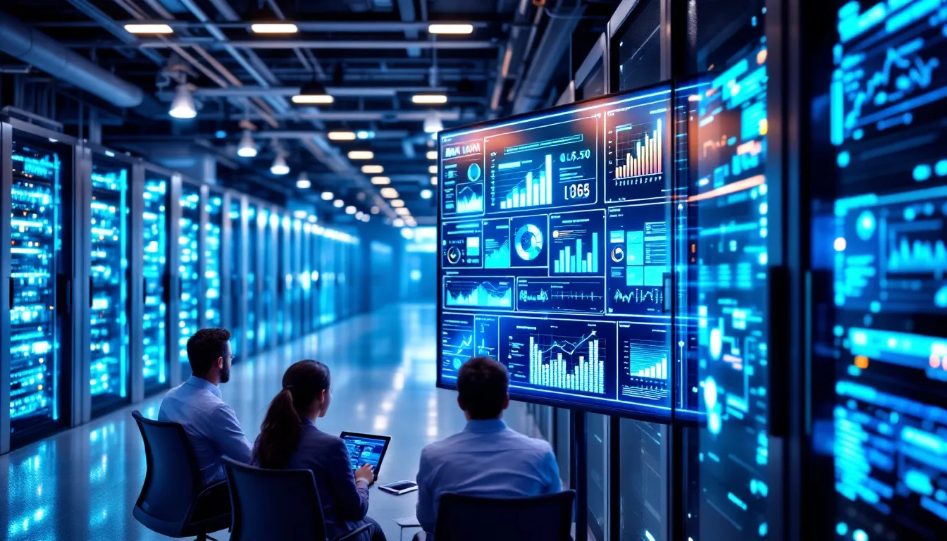 The image illustrates the concept of data warehousing, showcasing a visual representation of a data warehouse that integrates multiple data sources and supports data management and analytics. It highlights the differences between traditional data warehouses and data virtualization, emphasizing the importance of data integration and real-time data access for business operations.