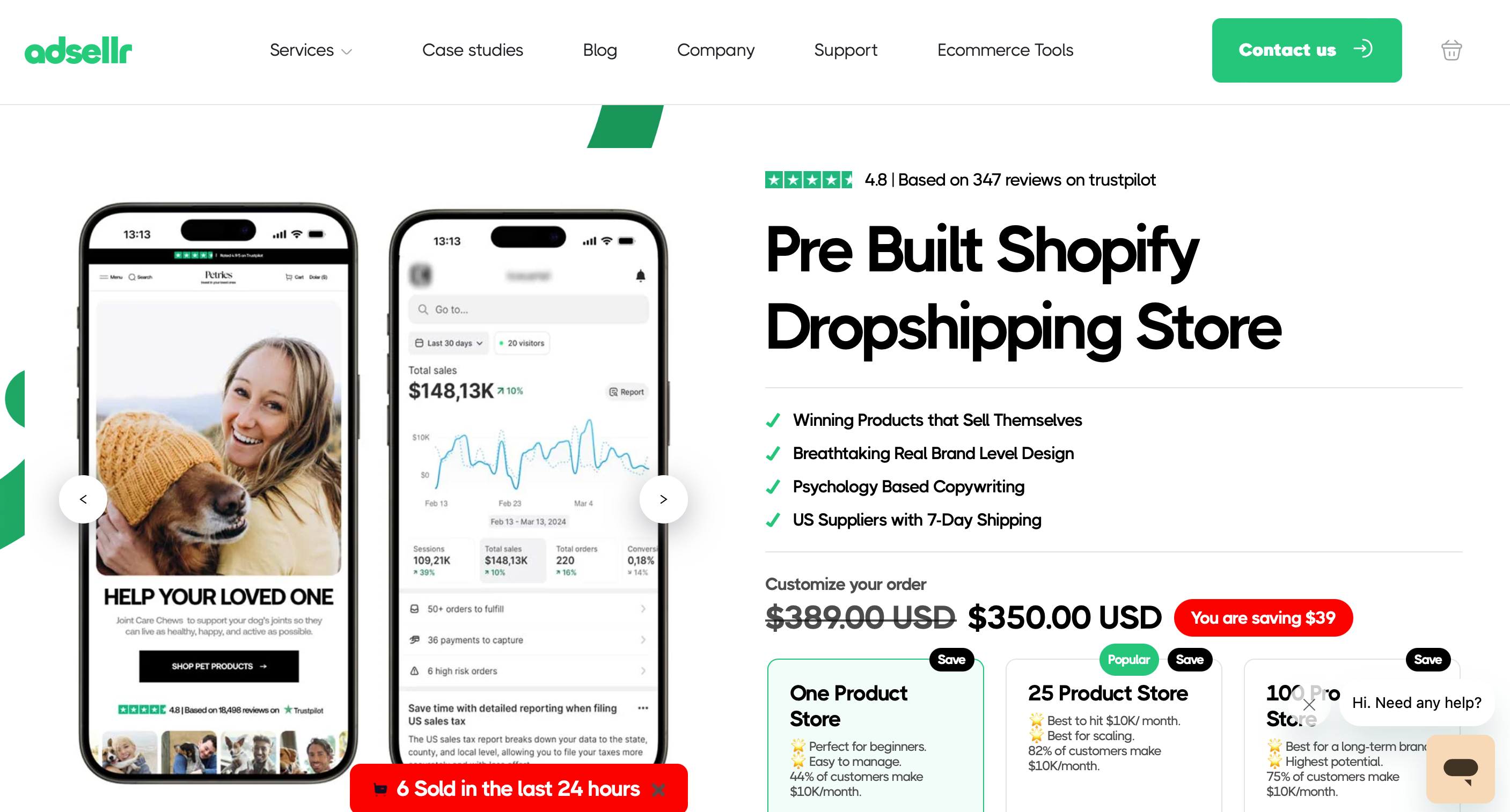 pre built shopify store - Adsellr