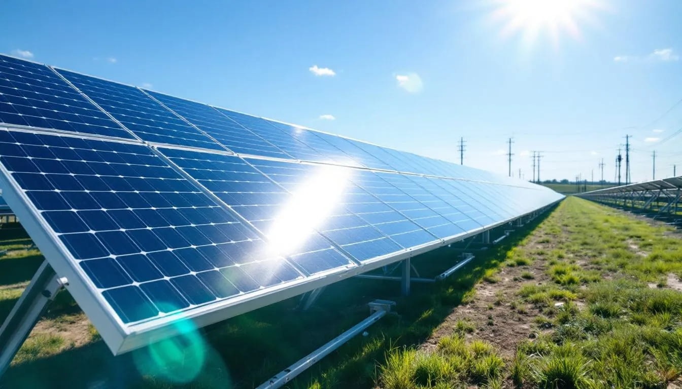 Die Installation einer Solaranlage auf einem Dach zeigt mehrere Solarmodule, die zur Nutzung von Solarenergie zur Stromproduktion dienen. Diese Photovoltaikanlage ist Teil der Bemühungen um nachhaltige Energieversorgung in der Schweiz und erfordert eine Baubewilligung gemäß den Vorgaben des Baurechts.