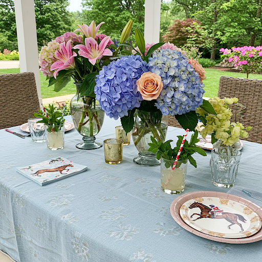 Classically decorated table, recipes for yummy drinks