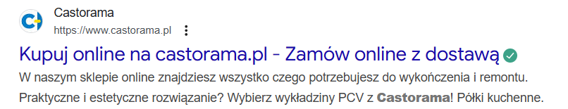 Opis meta Castorama: kluczowy produkt: wykładziny PCBV i półki kuchenne, a także rzeczy do remontu!