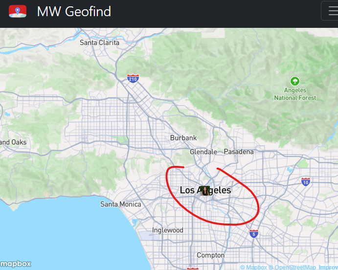 Screenshot from the MW geofind tool to search YouTube channels by location