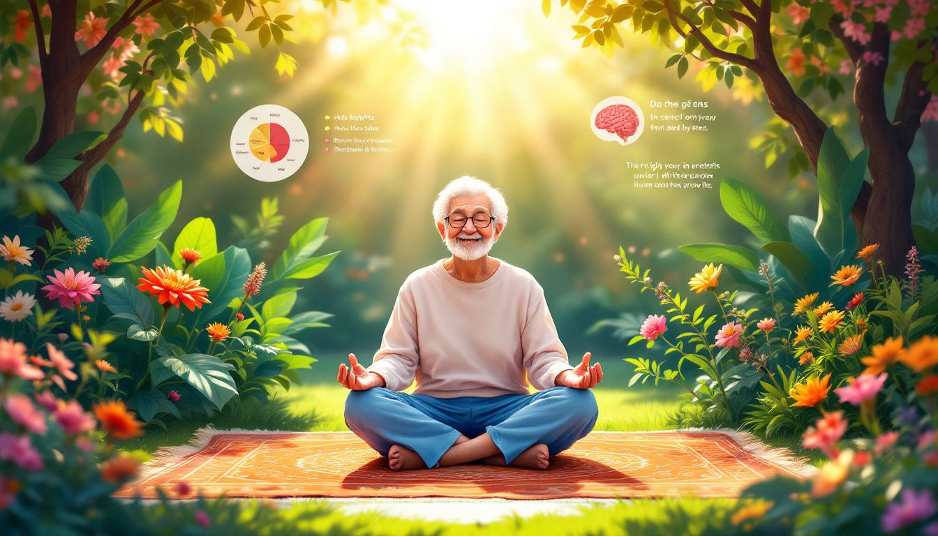 An elderly person practicing mindfulness to manage stress effectively.