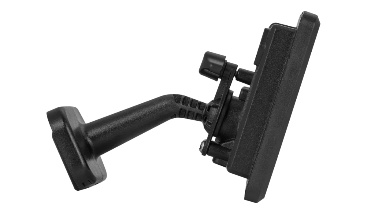 Side view of a bracket mounted flood light - showing bracket and ball joint 