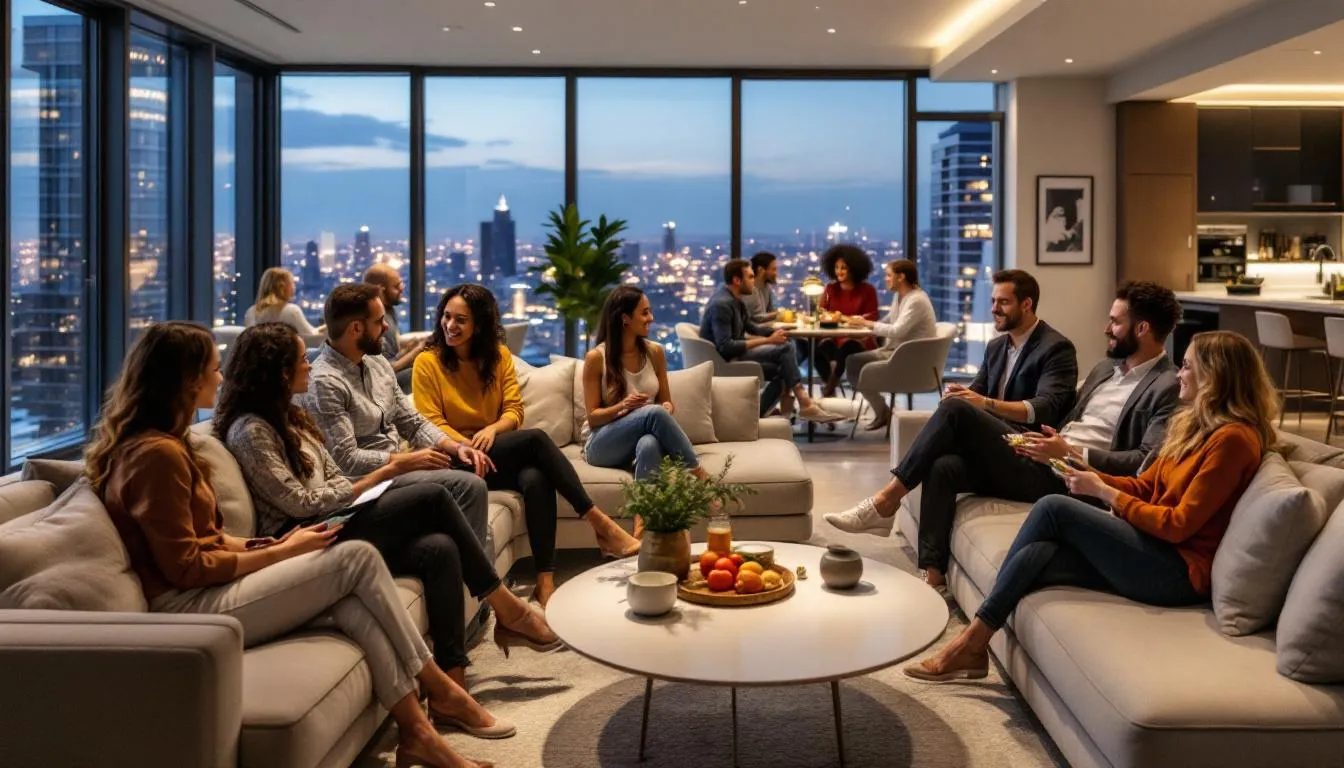 A diverse group of people enjoying a corporate housing experience.