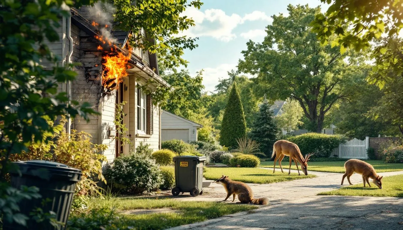 A visual representation of the risks associated with wildlife problems, including structural damage and fire hazards.