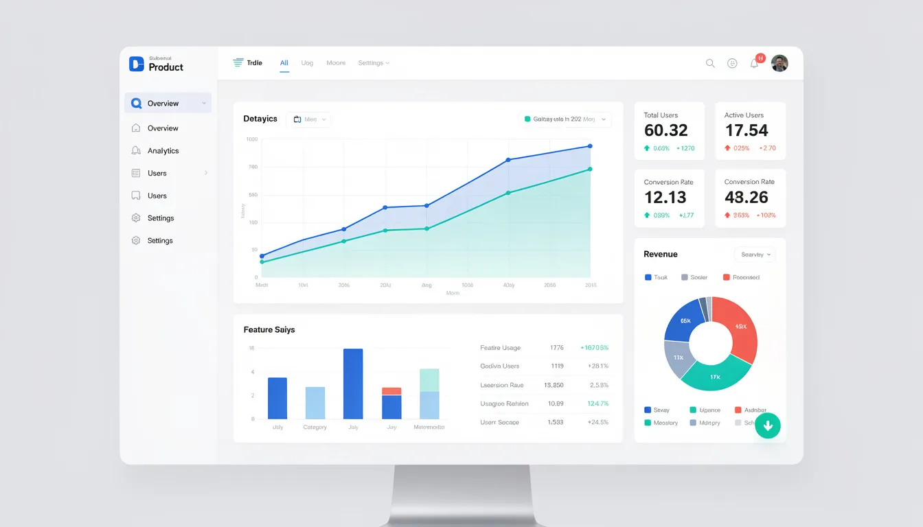 Technical Roadmap Planning In Strategic Product Development 1 The image depicts a dashboard displaying product analytics, featuring various charts and graphs that represent key metrics and trends. This visual tool aids product managers and cross-functional teams in tracking progress towards business objectives and aligning with the organization's strategic goals.