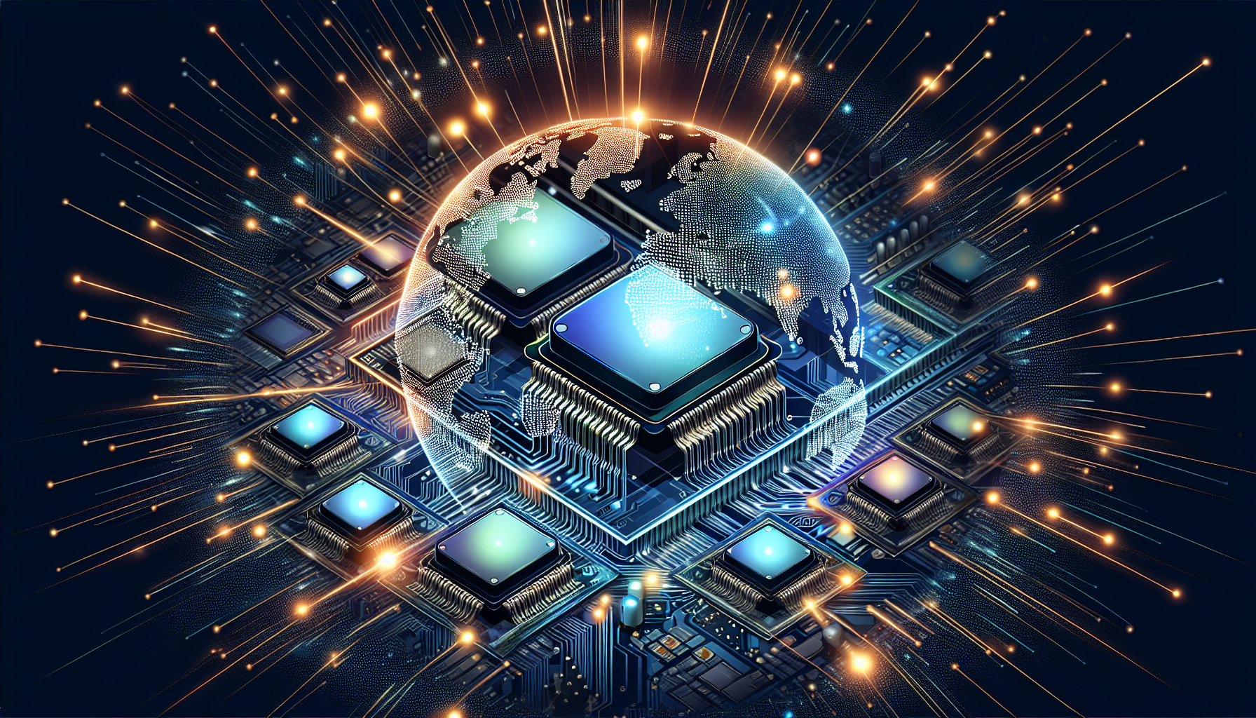 Illustration of semiconductor components in a global market