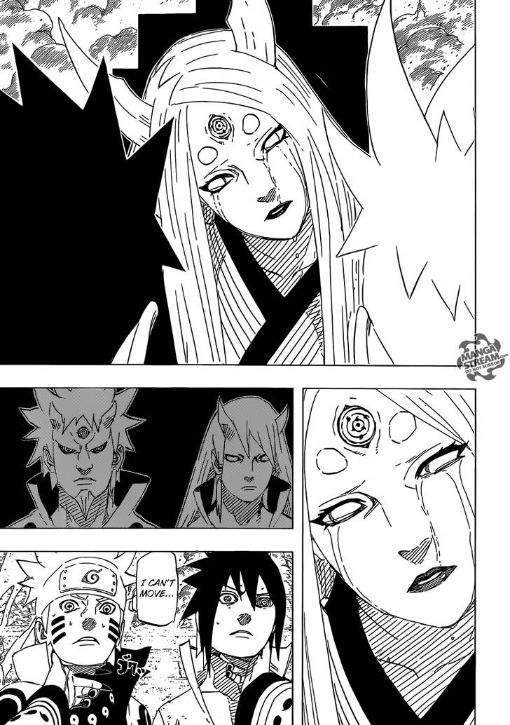 Tears in Kaguya's eyes as naruto manga panels