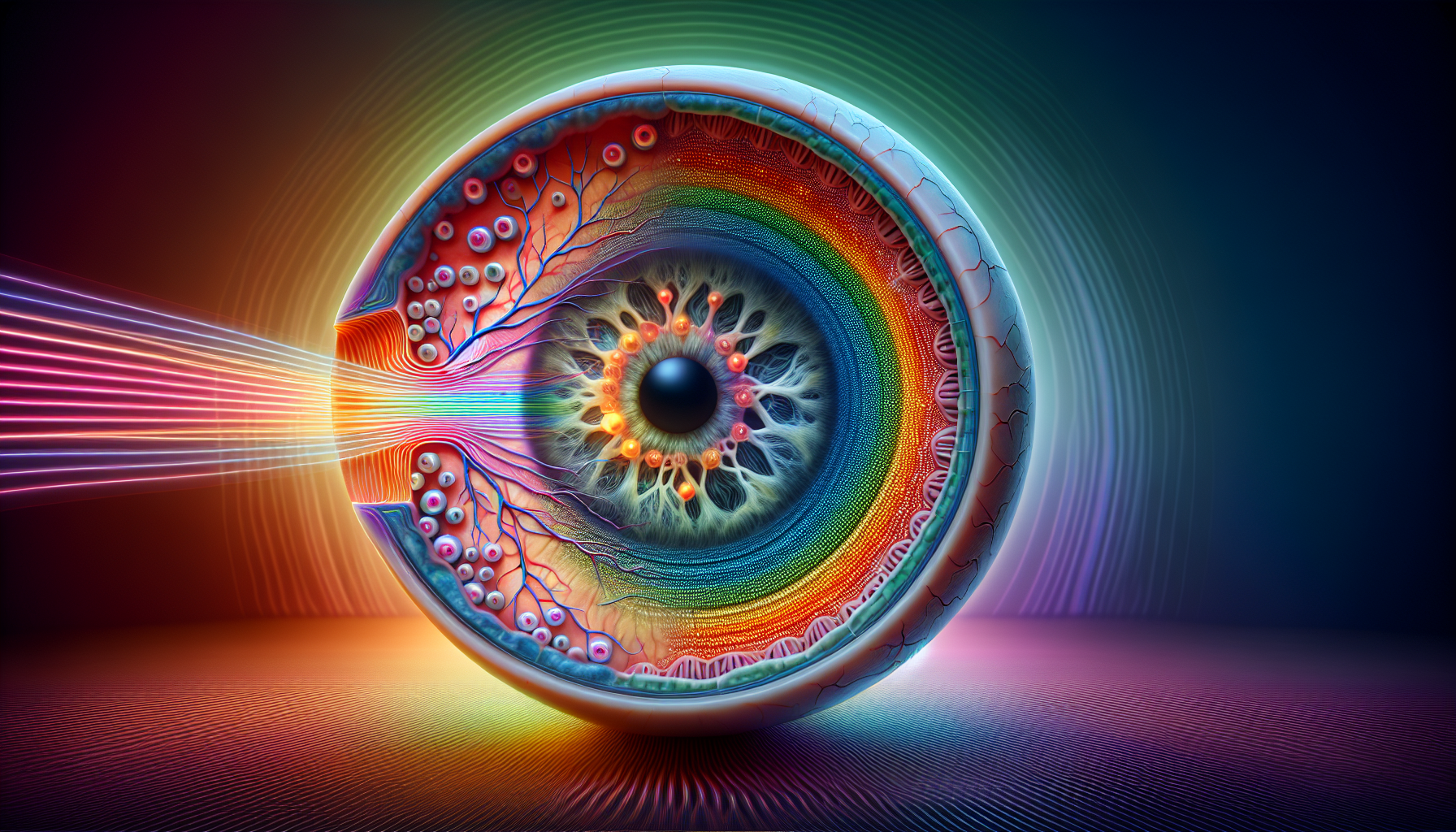 An illustration of the human eye anatomy with emphasis on cone cells