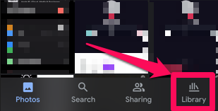 Image showing the library icon on Google Photos