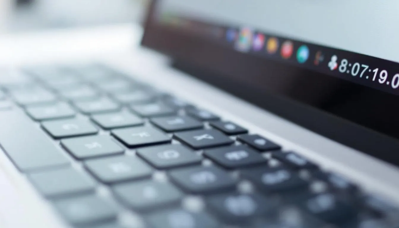 A close-up view of a laptop keyboard and display showcases the high-quality refurbished condition of the device, highlighting its reliable performance and like-new appearance. This refurbished laptop offers cost savings and environmental benefits, making it a smart choice for budget-conscious customers.