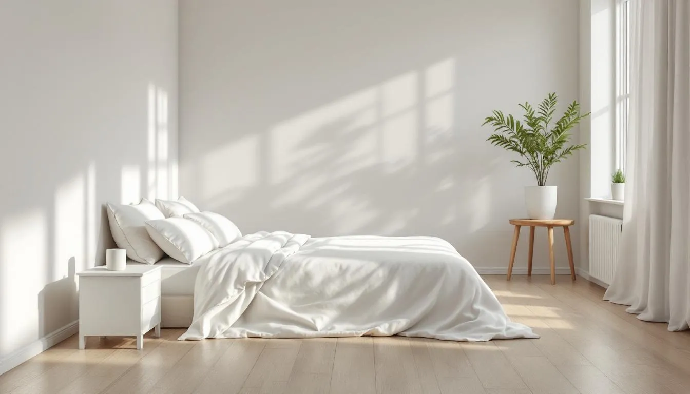 A peaceful bedroom setting promoting restful sleep.