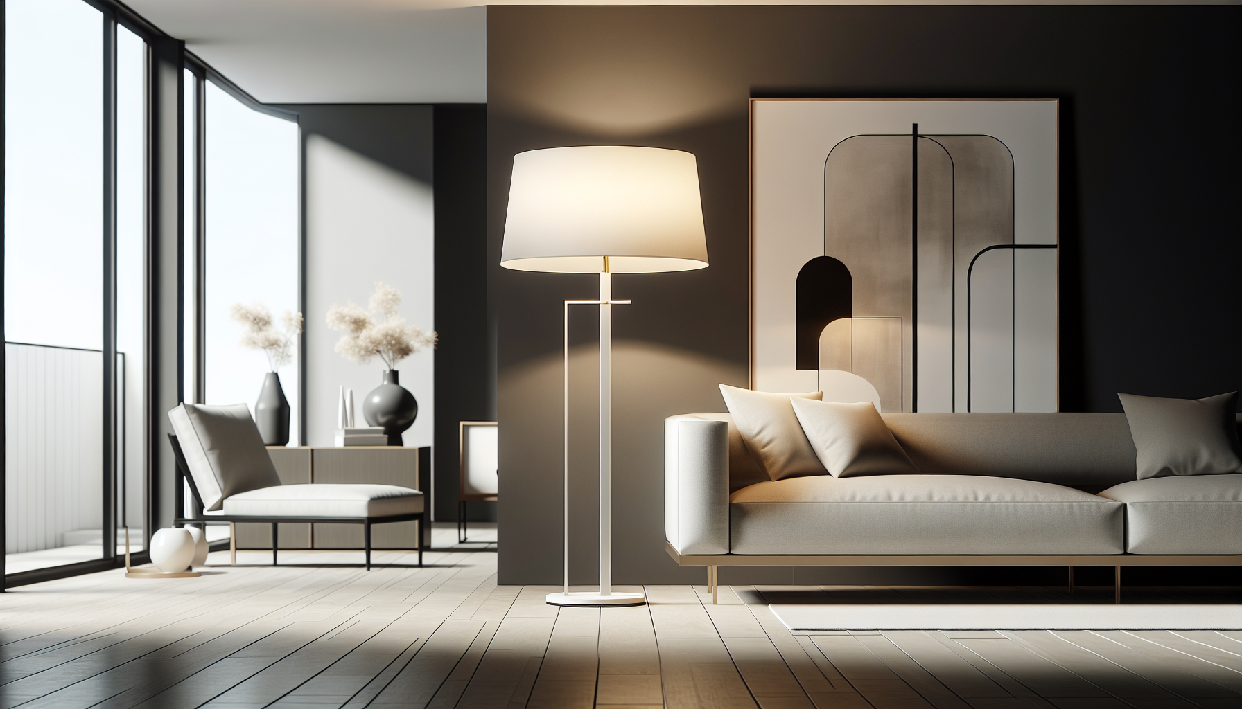Sleek and modern floor lamp in a contemporary setting