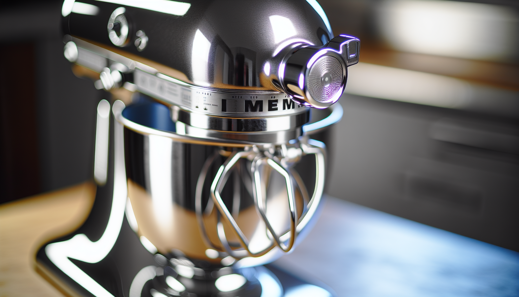 Close-up of a durable all-metal construction stand mixer