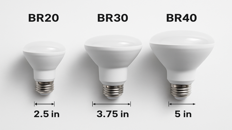 Different sizes of BR bulb series