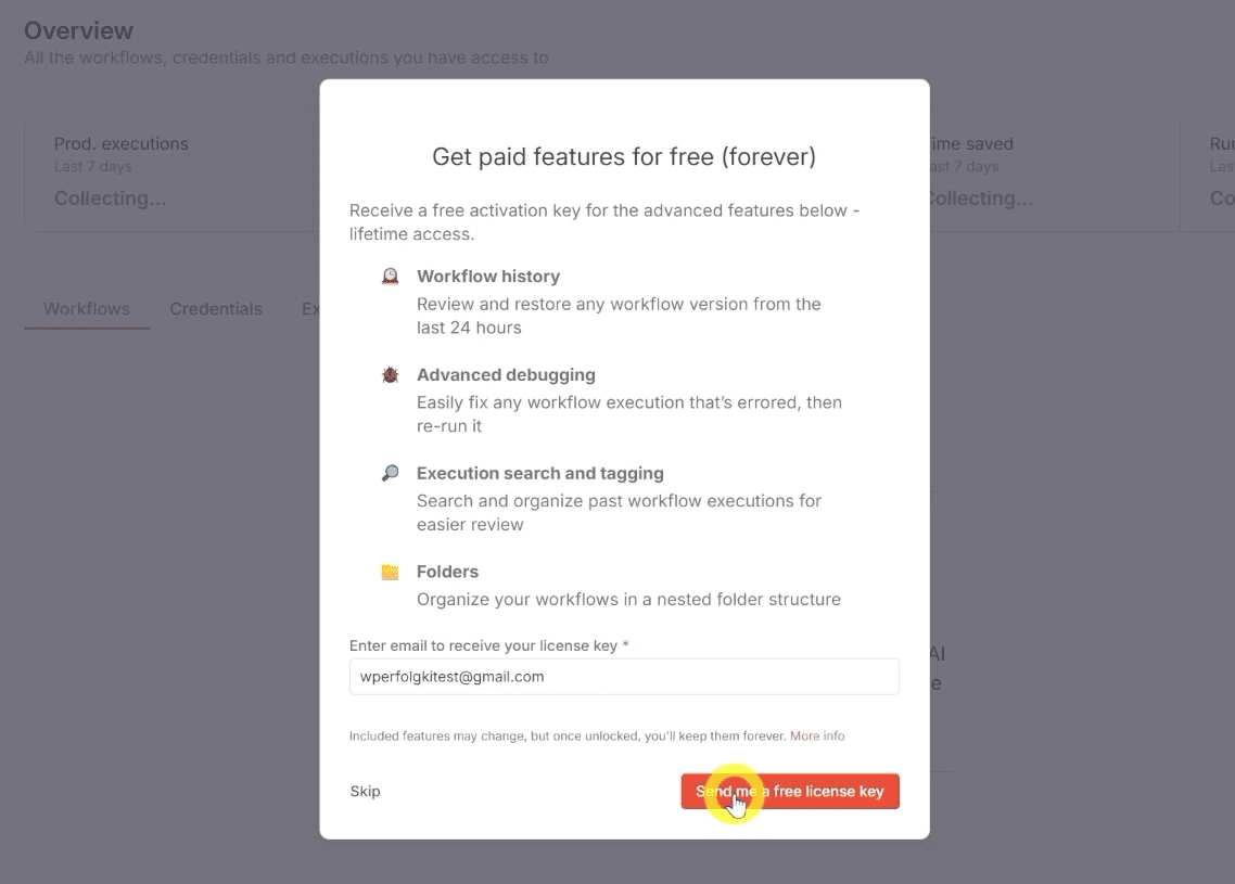 n8n free licence key bekommen kostenlos