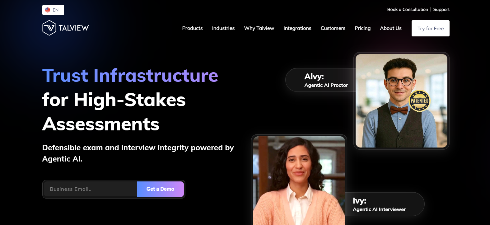 Talview AI-powered online proctoring platform providing secure exam monitoring, identity verification, and high-stakes assessment integrity as an Honorlock alternative.