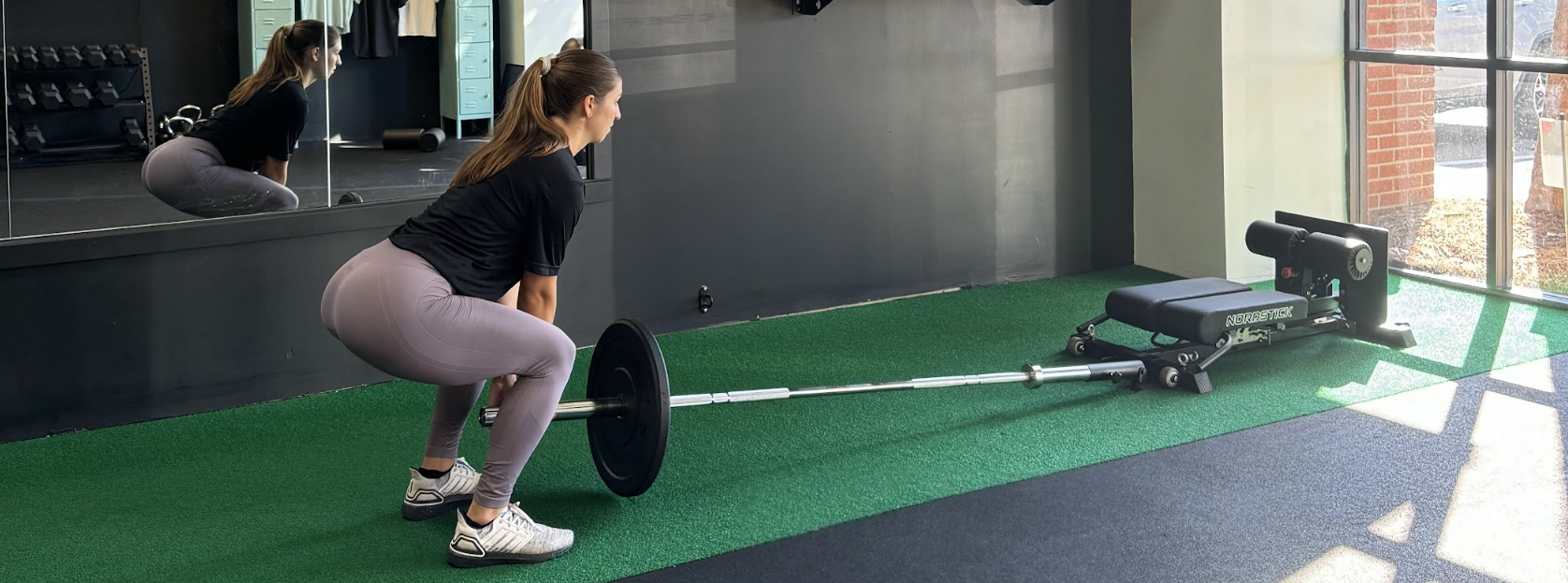 The main stretch in the deadlift is in the lower back. You have to keep your lower back and core tight as you go down and up with the weight. This might also give you a solid stress on the thighs. If you're always sitting down, this is your sign to do a complete deadlift (or 15)! It doesn't have to be intense. You just have to get started.