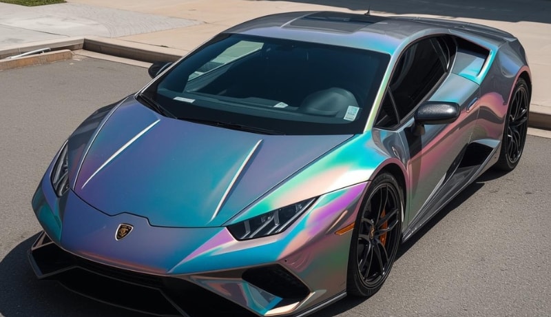 Iridescent car wrap luxury cars