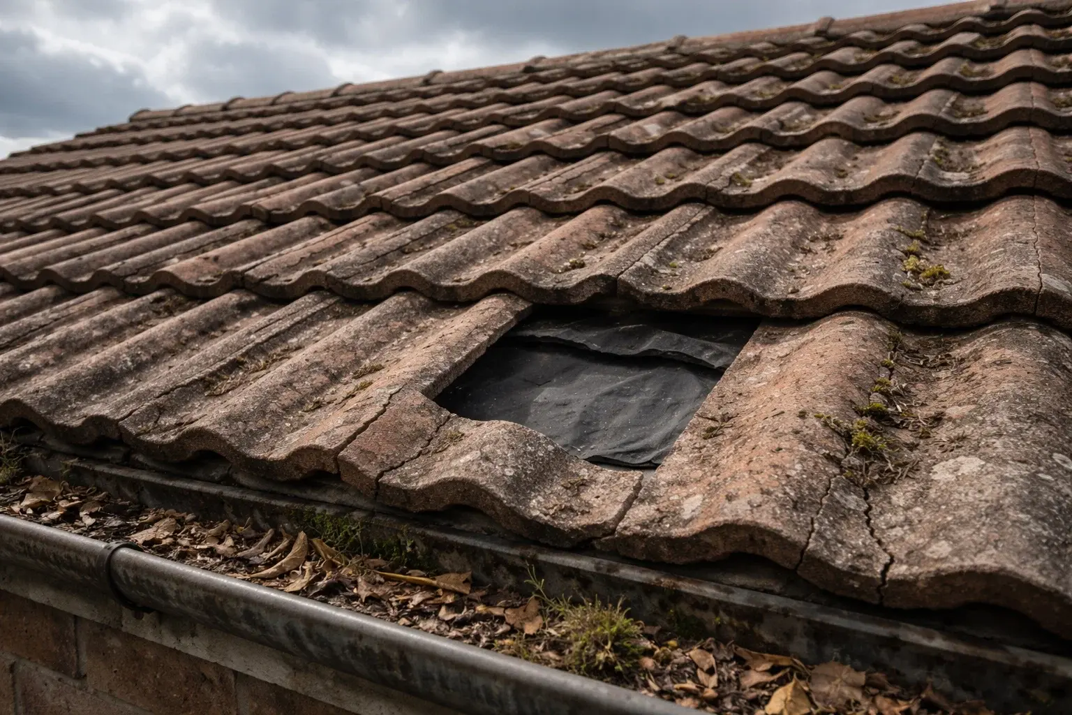 cracked and missing roof tiles showing signs a roof needs replacing