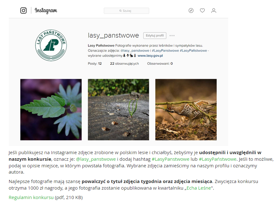 Dedykowany hashtag #LasyPanstwowe