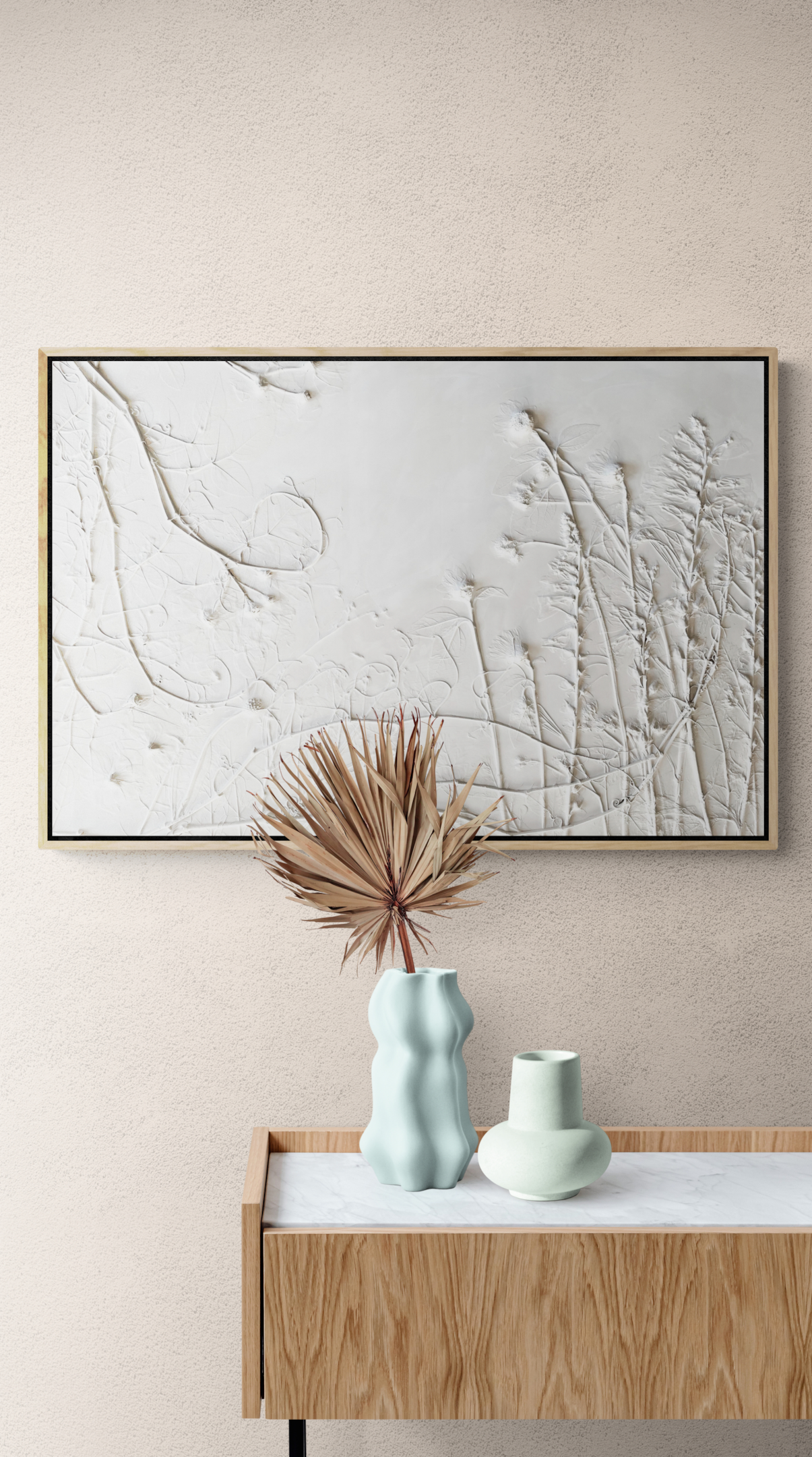 "Jardin d’agrément" by Melissa Mulder, providing a timeless feeling within a transitional space.