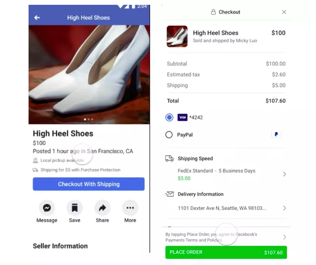 Delivery method for Facebook Marketplace