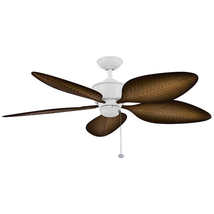 Nani 56-inch outdoor fan with palm-leaf blades, perfect for tropical or coastal decorations