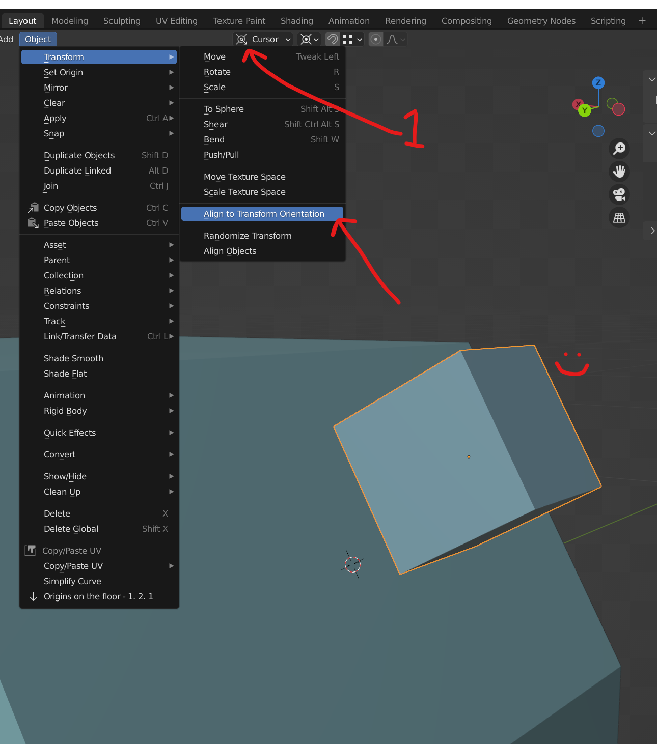 Align to transform orientation object mode Blender