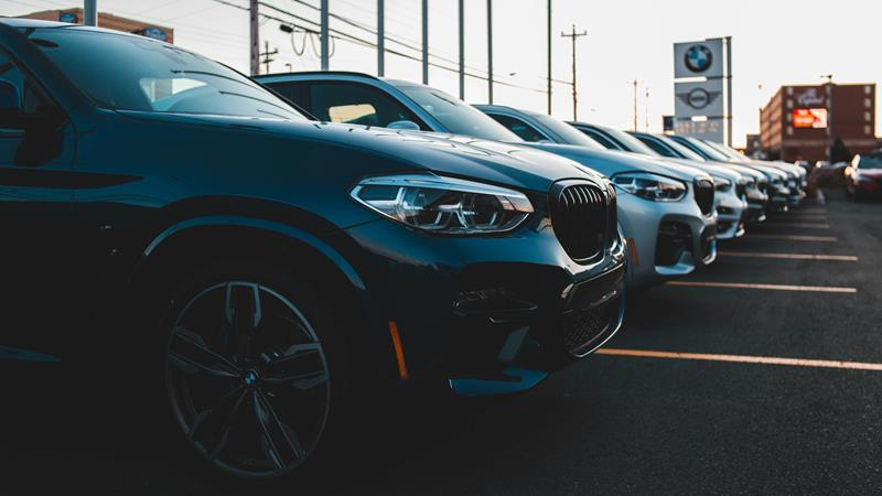 Row of cars at a dealership