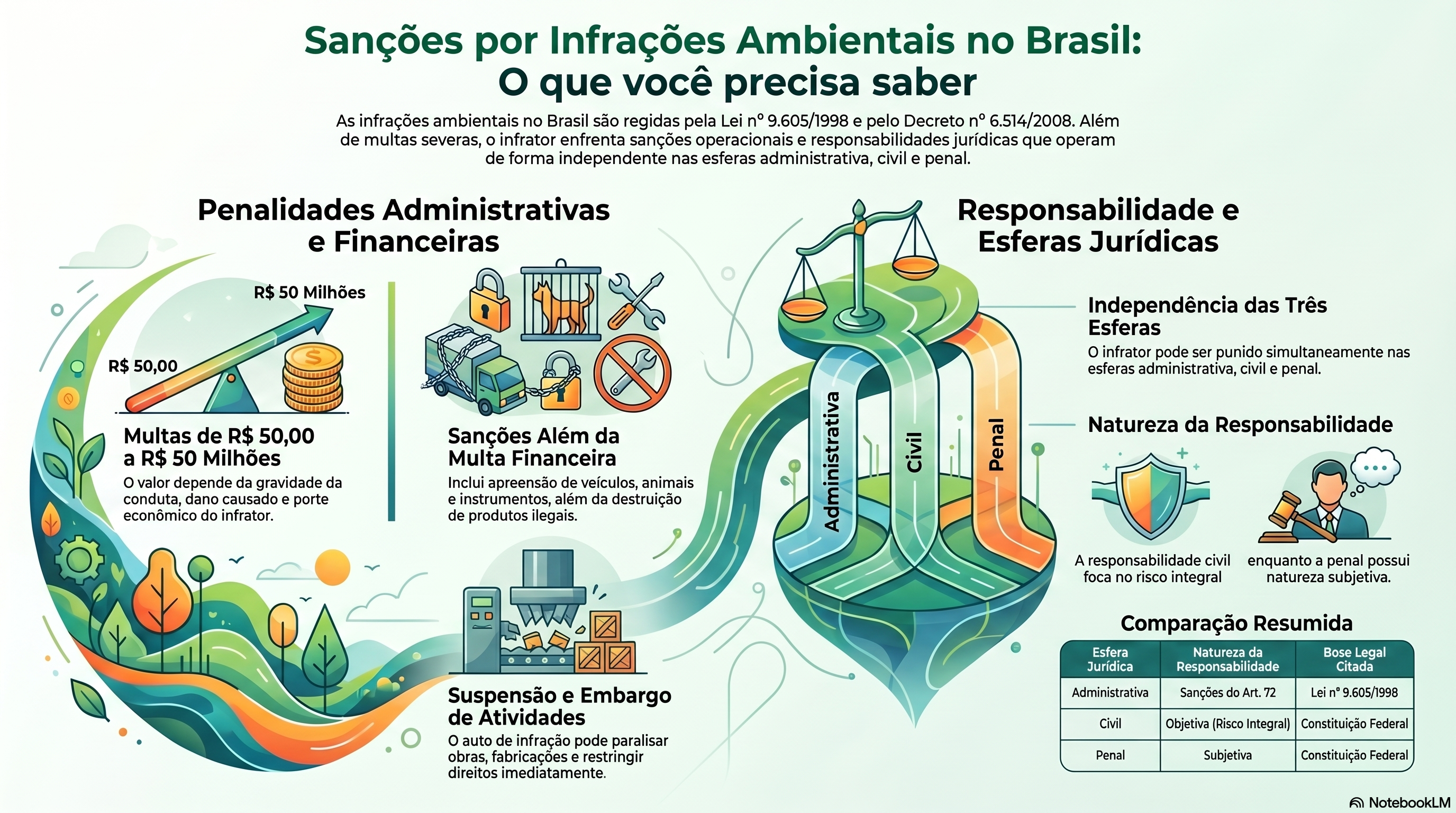 Quais s&atilde;o as san&ccedil;&otilde;es previstas em uma infra&ccedil;&atilde;o ambiental?