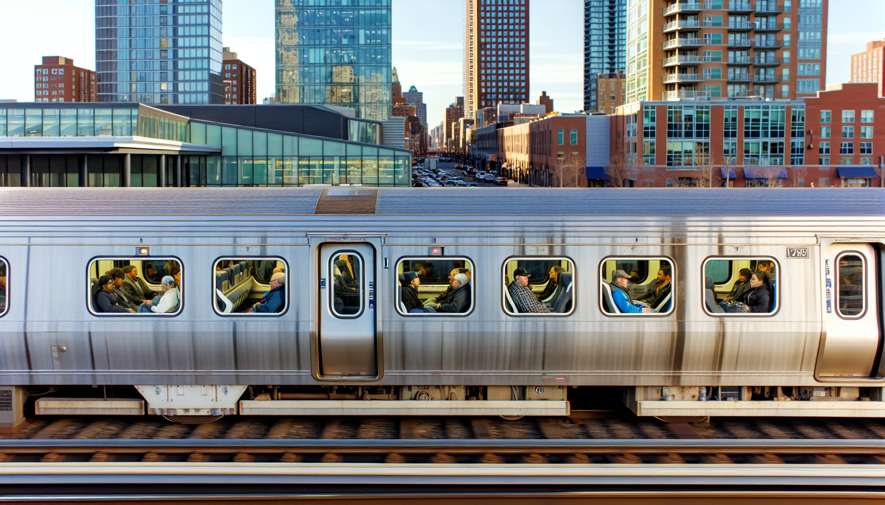 NJ Transit train traveling from Newark Airport to Chelsea Manhattan