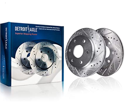 Detroit Axle - 6 Lug Front Rear Drilled & Slotted Brake Rotor Replacement