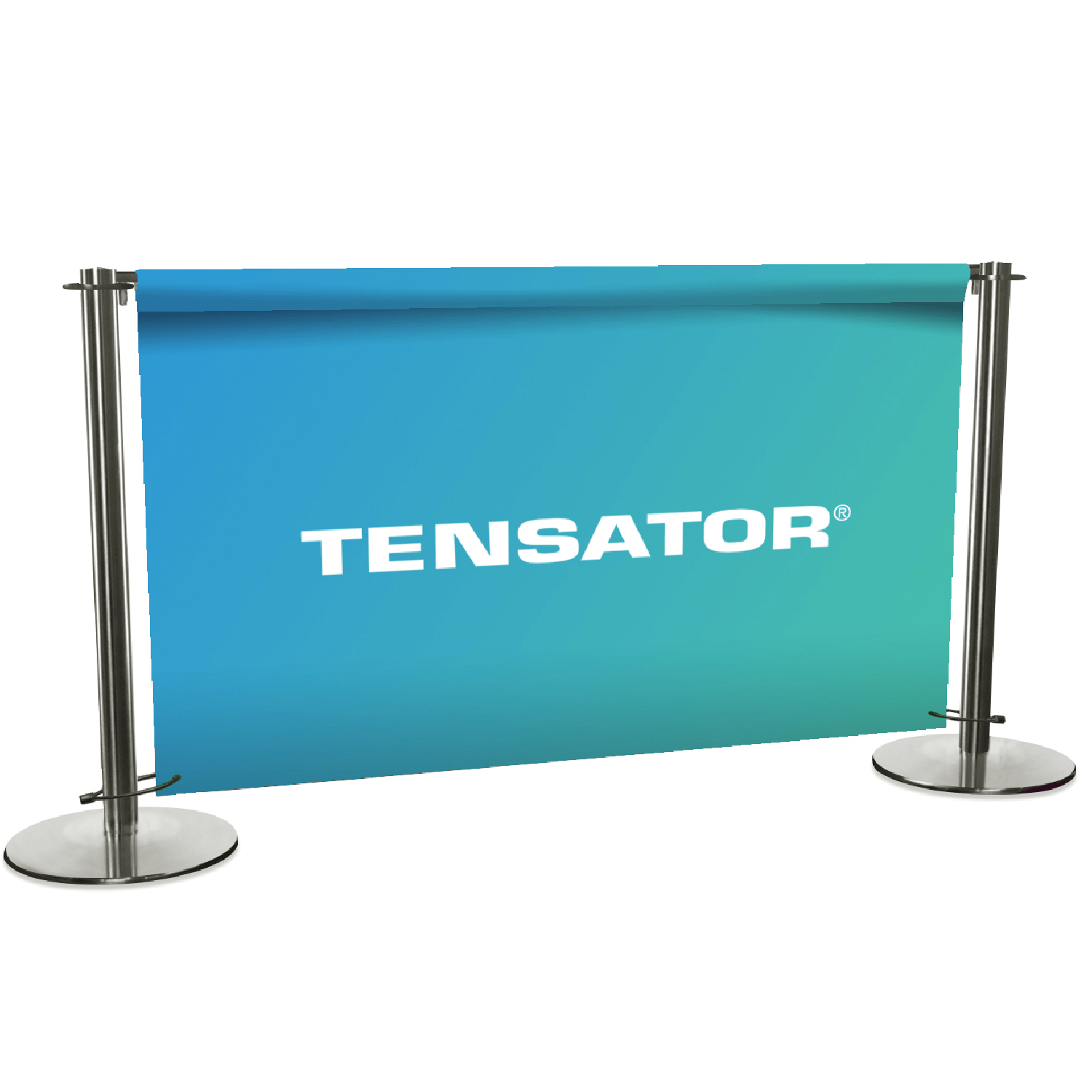 Cafe banner with the tensator logo. An example of how you can customise your banners with your own design and logo