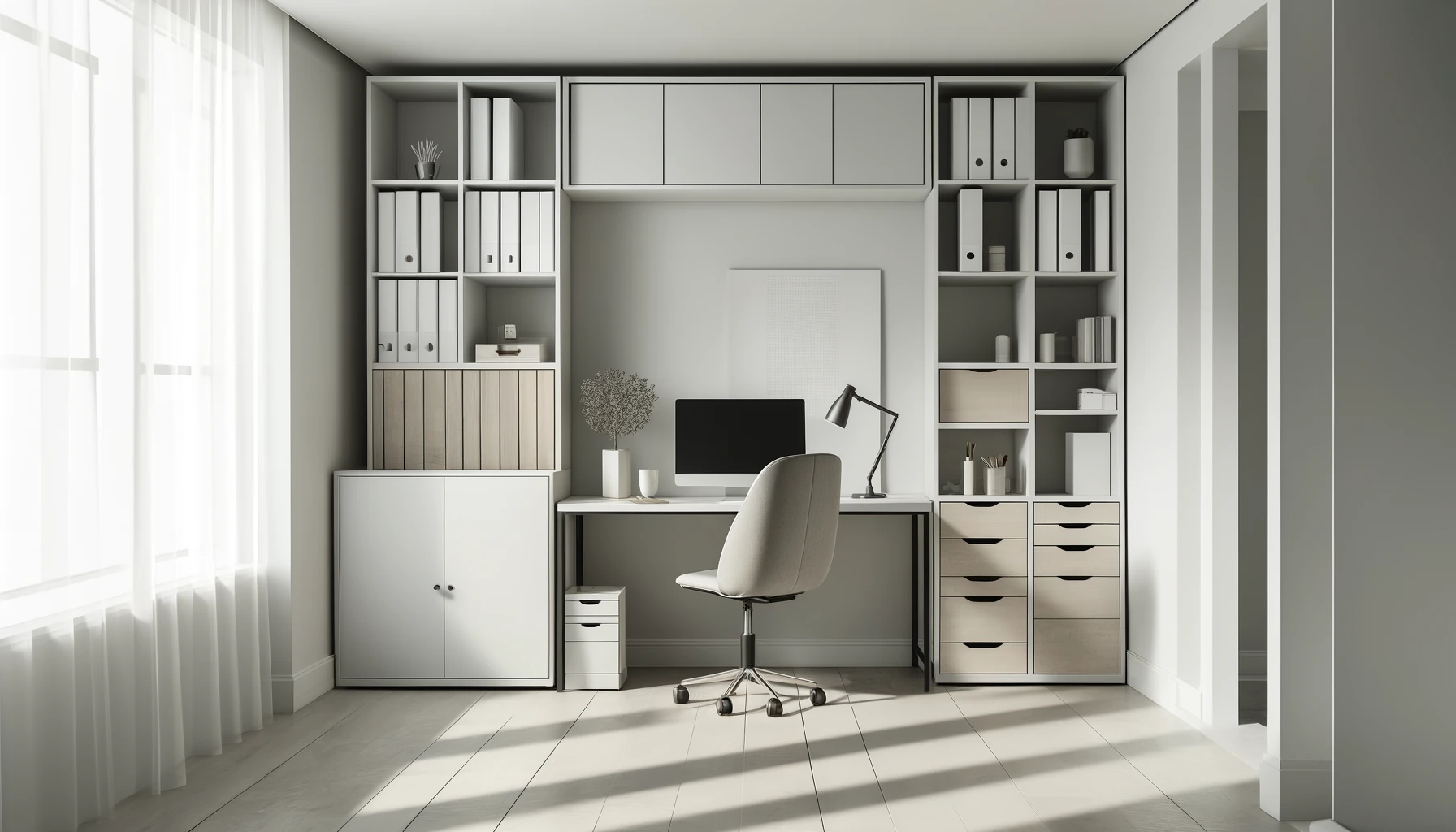 Office with efficient storage solutions