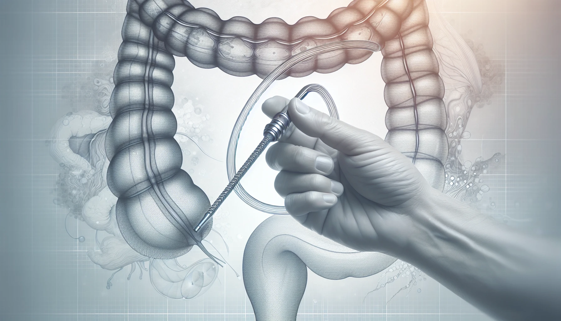 Illustration of a colonoscopy procedure