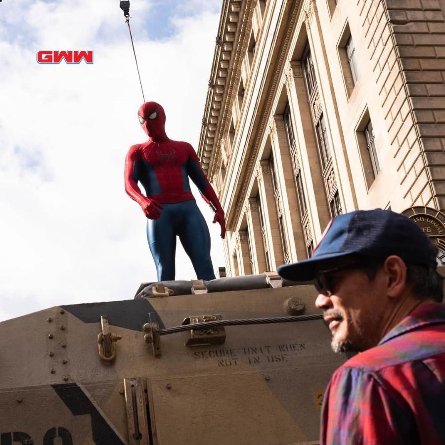 Tom Holland as Spiderman and Destin Daniel Cretton in Spider-Man: Brand New Day