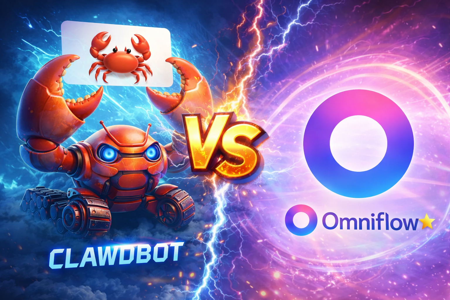 Image showing Clawdbot lobster emoji vs omniflow's logo 