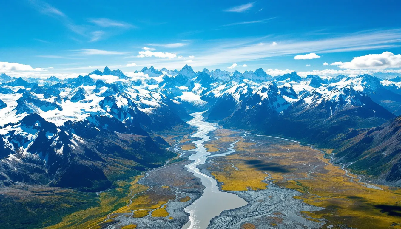 An aerial view of the Torres del Paine National Park, a key destination in Patagonia.