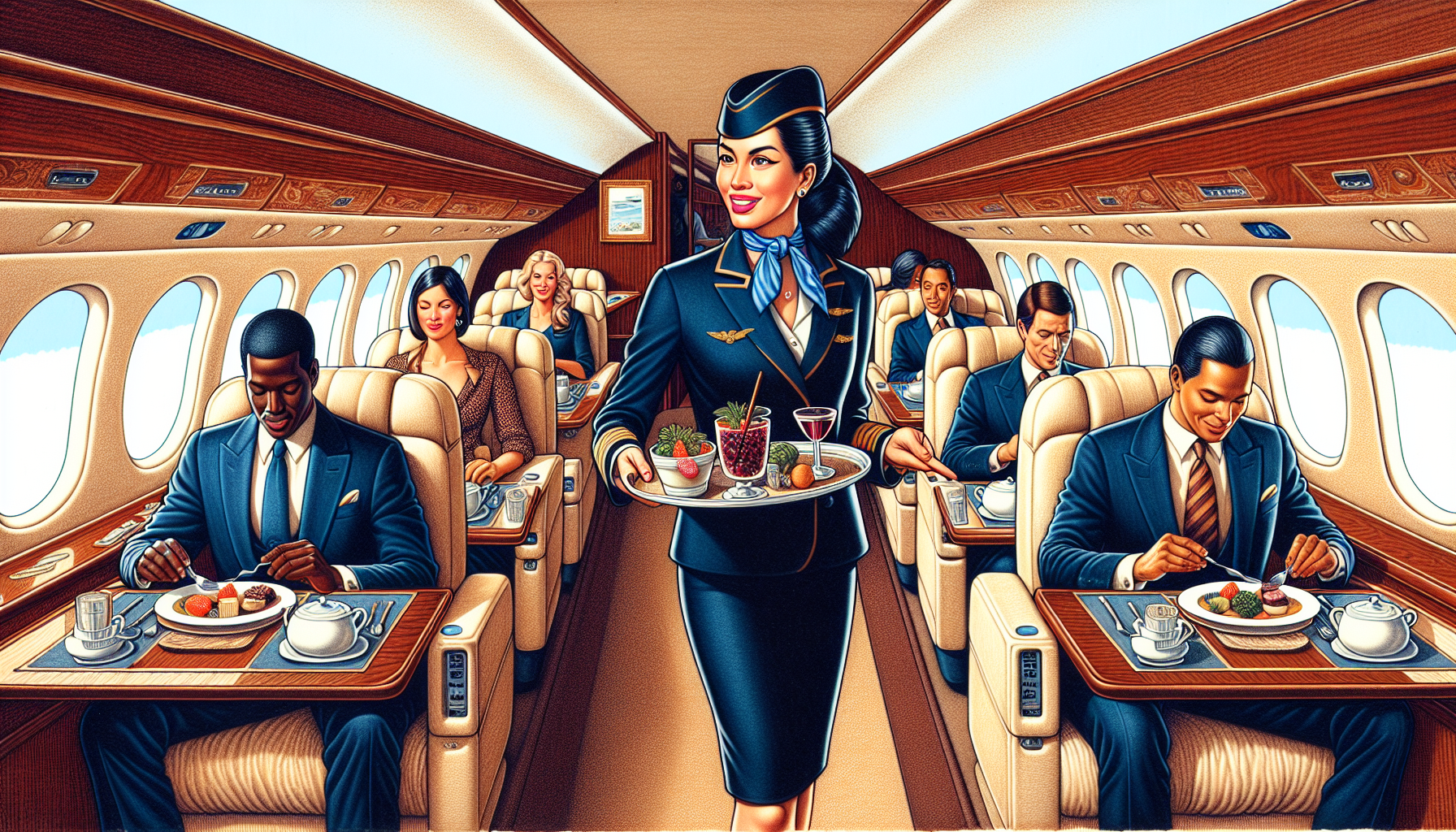 Customized in-flight catering on private jet