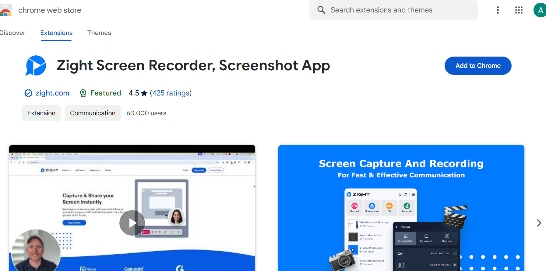 Zight Screenshot tool on the Chrome Web Store