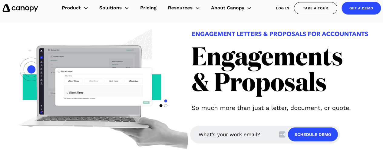 Canopy Engagement Letter and Proposal feature