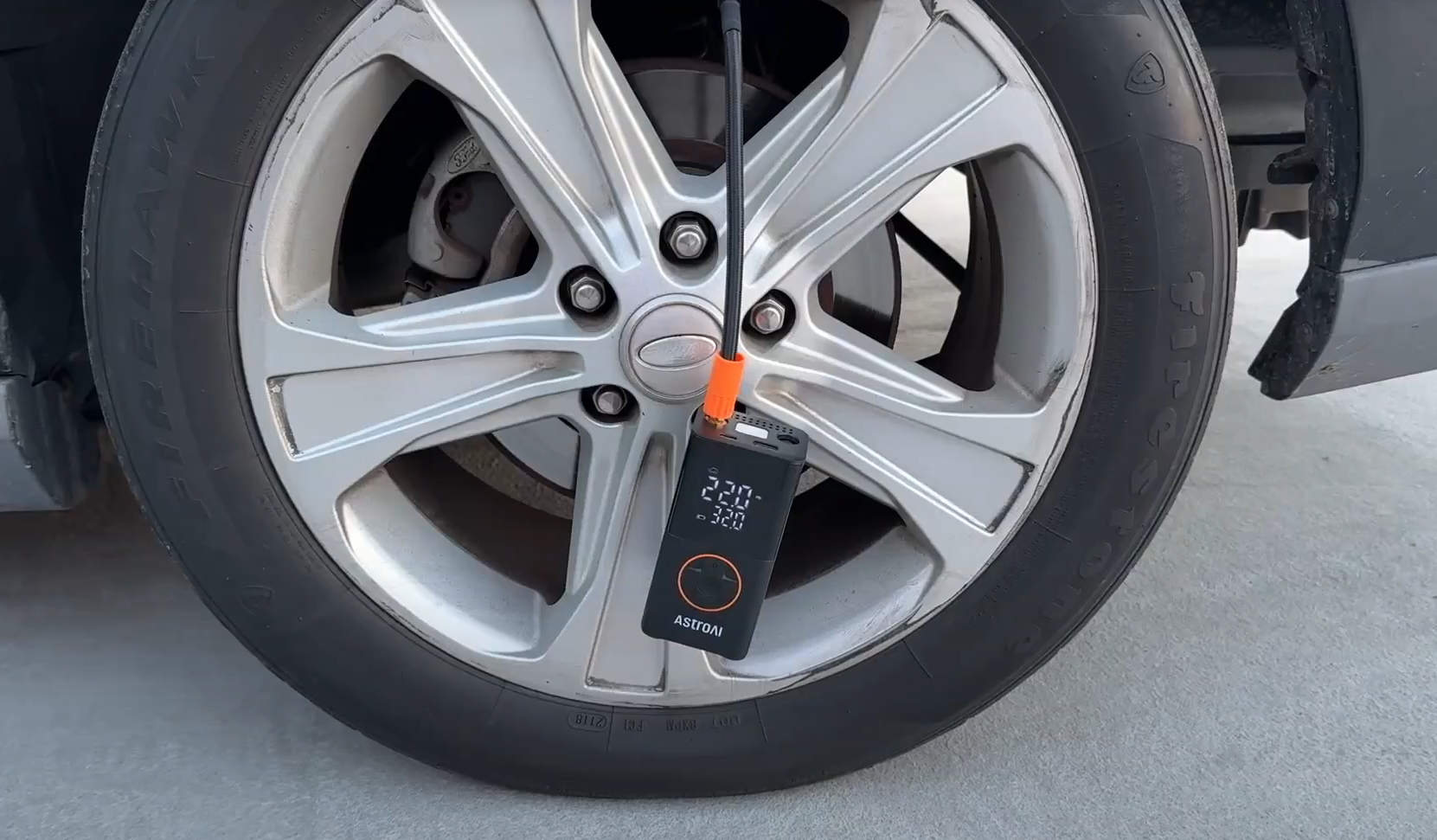 a tire being inflated