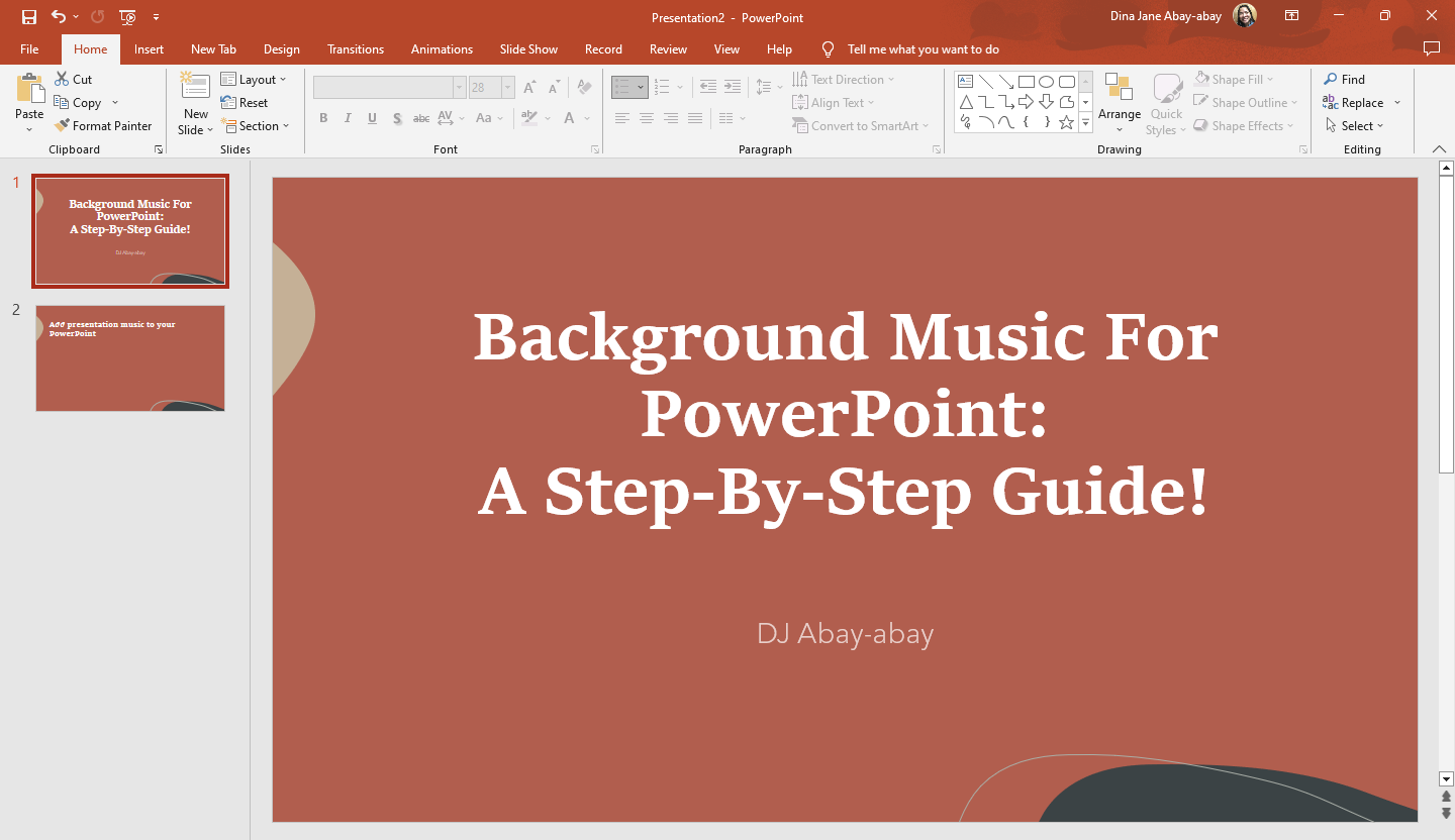 background audio for presentation