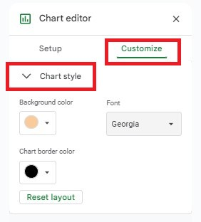 Go to the Customize tab, then click Chart Style