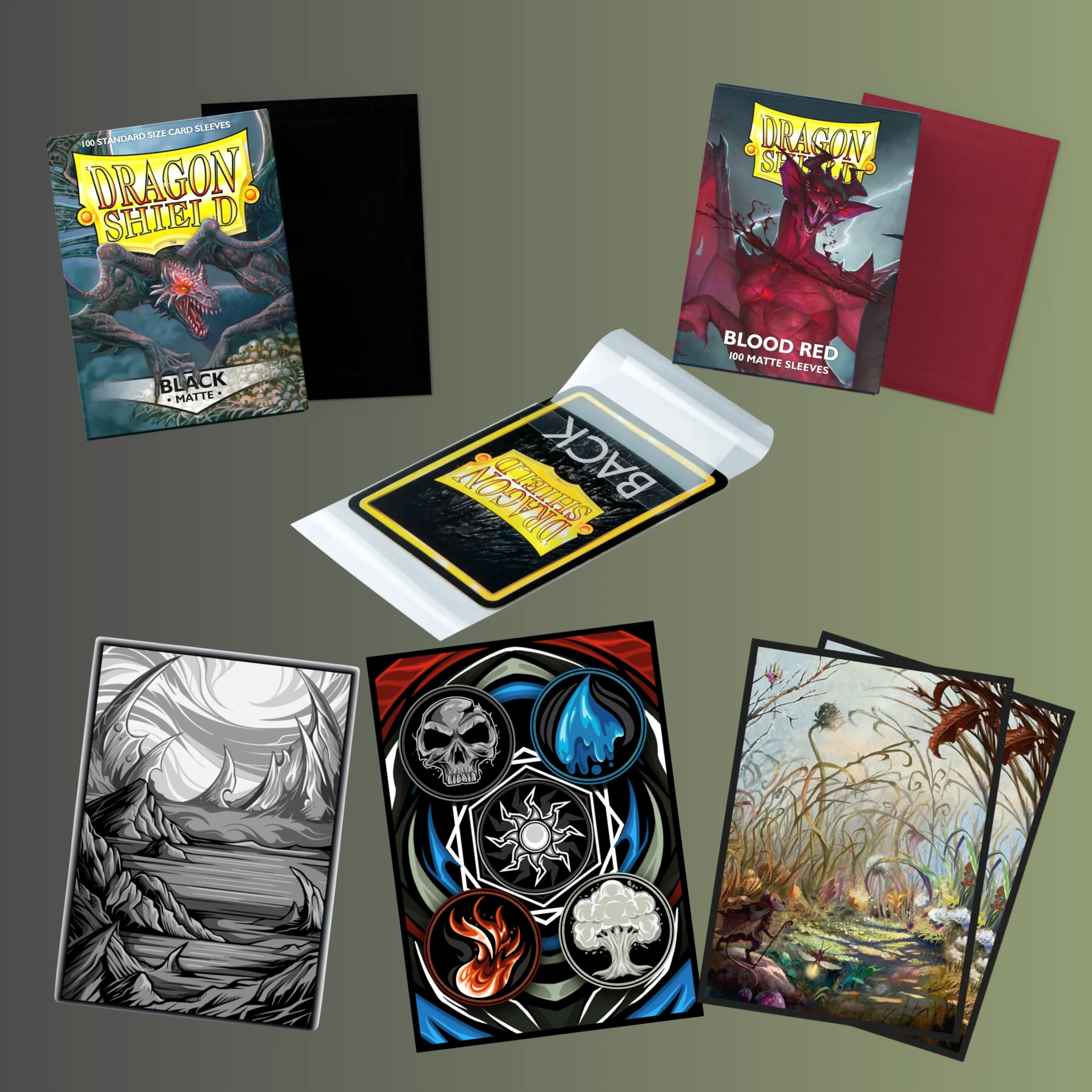 Various high-quality MTG sleeves displayed together.