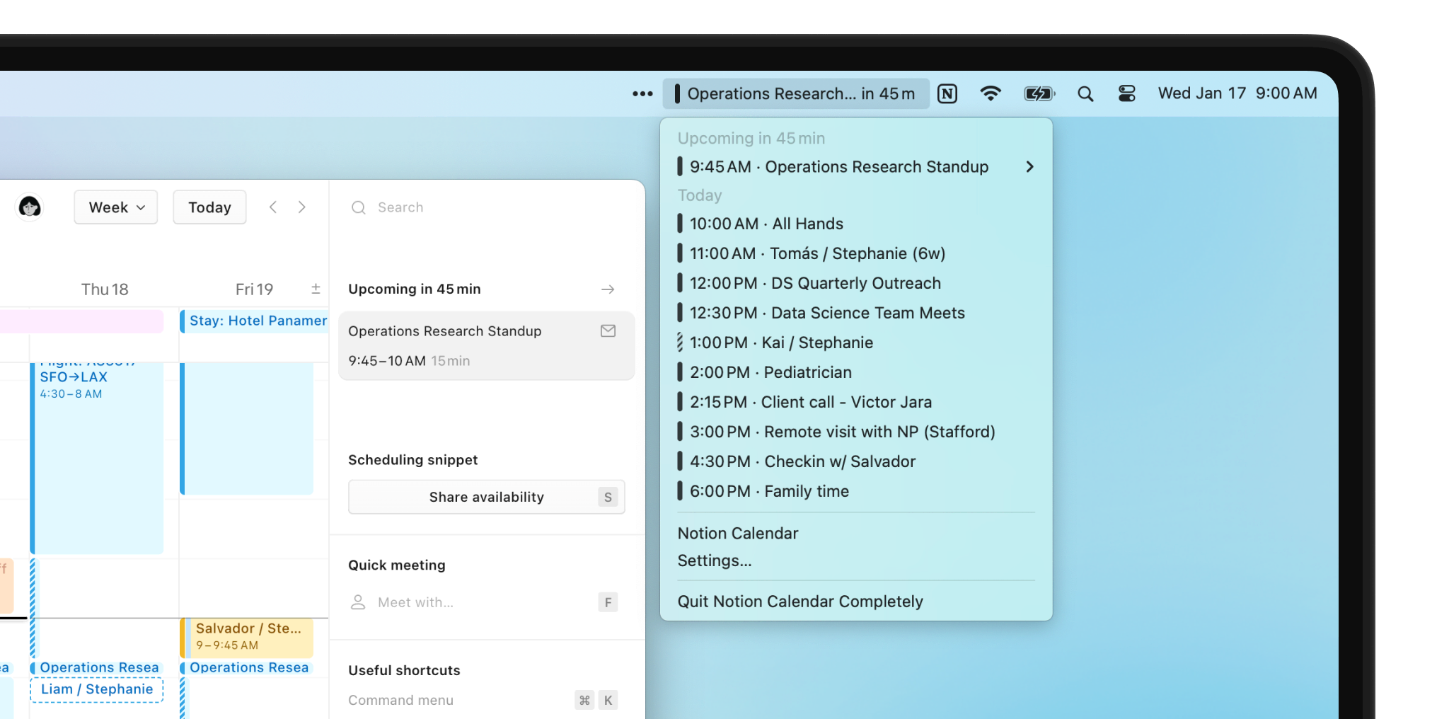 A screenshot of the Notion calendar app.